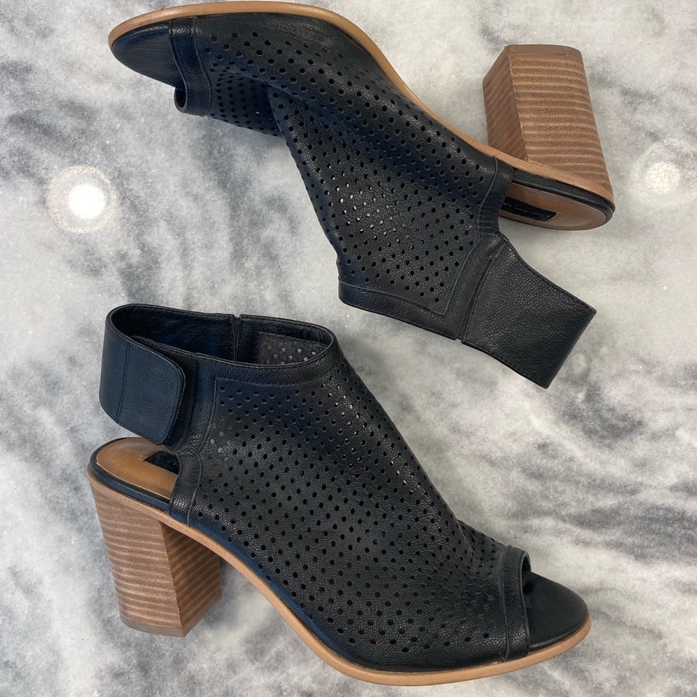 Steven Black Open Toed Block Heel Ankle Boots - image 1